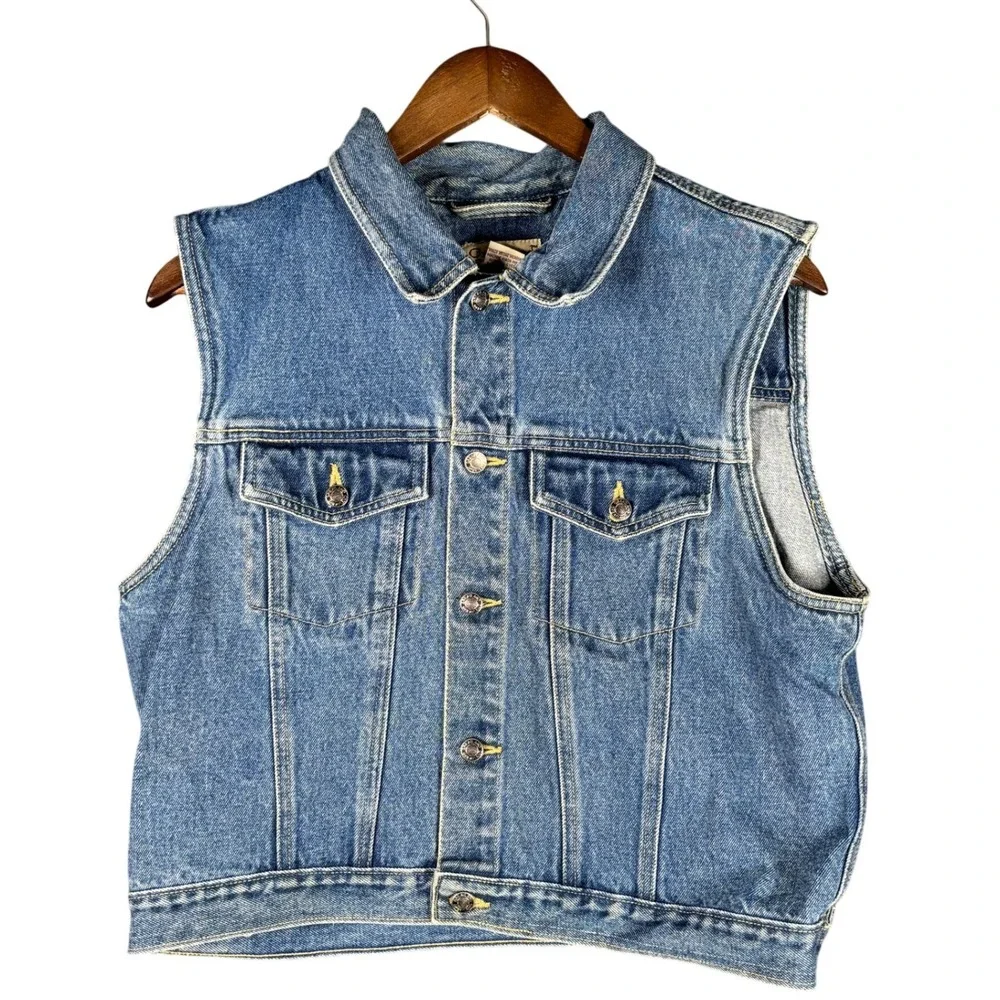 Men's Denim Vest Medium Wash GreatLand Trading Company Blue Cotton Size Med Y2K